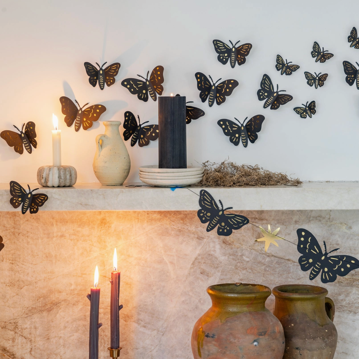 Black & Gold Wall Moths
